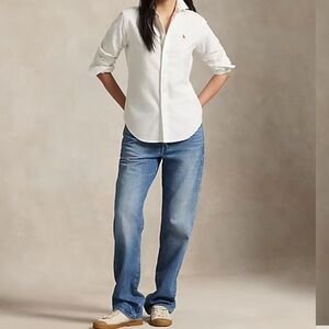 Polo Ralph Lauren Slim Fit White Oxford Button Down Shirt Pony Logo Size 6